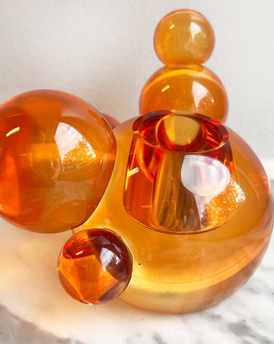 Bubble Lysestage i orange - Krystalglas | Stences | 2. sortering 300302B