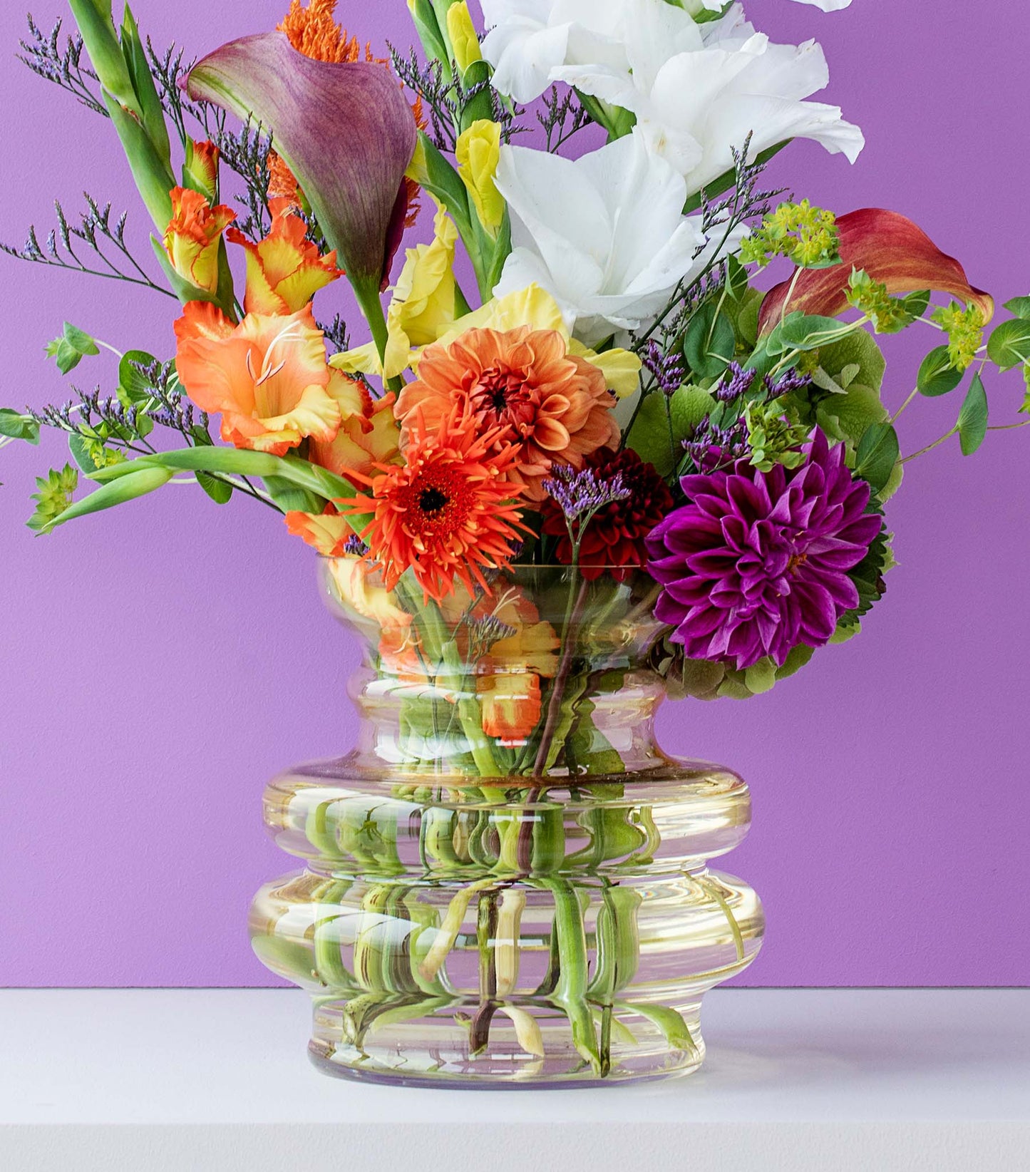 Curve vase, Gul, Mundblæst glas - Stences 300211