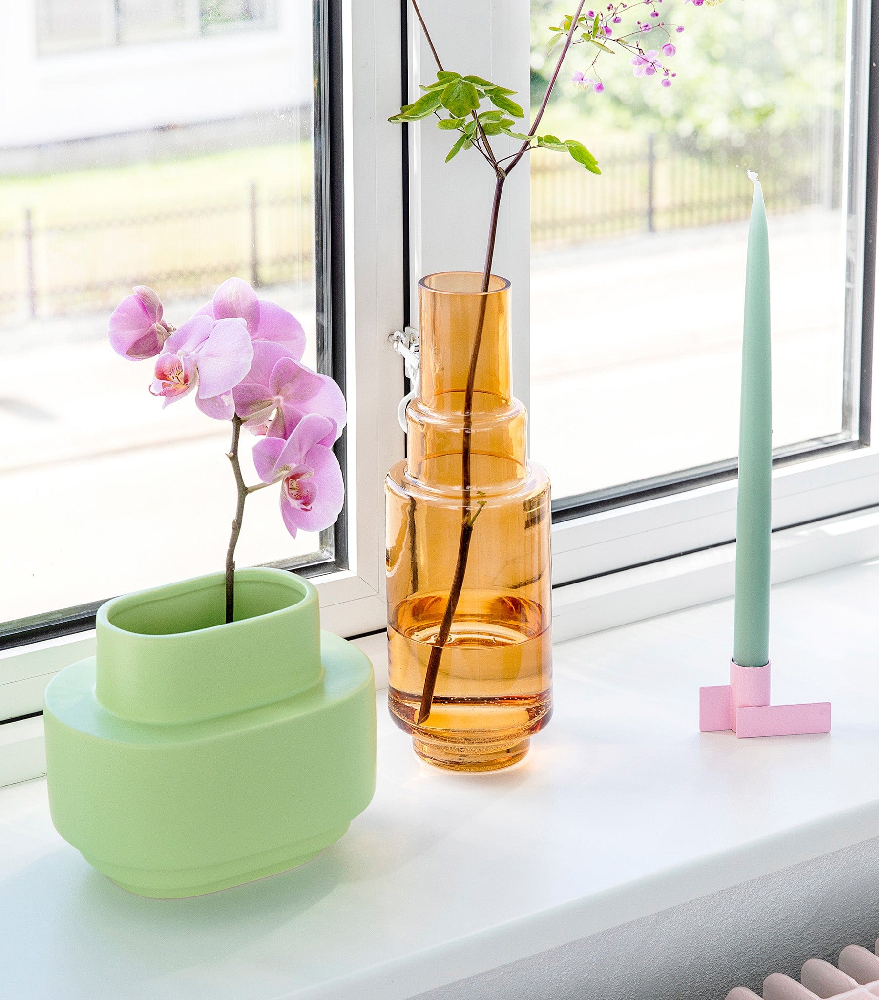 2. sortering - Layer vase 01, Ravfarvet, mundblæst glas - Stences