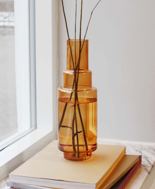 2. sortering - Layer vase 01, Ravfarvet, mundblæst glas - Stences